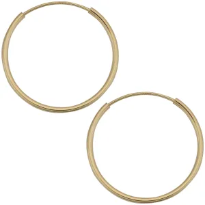 14k Yellow Gold 1mm Thick 18mm Round Tube Endless Hoop Earrings