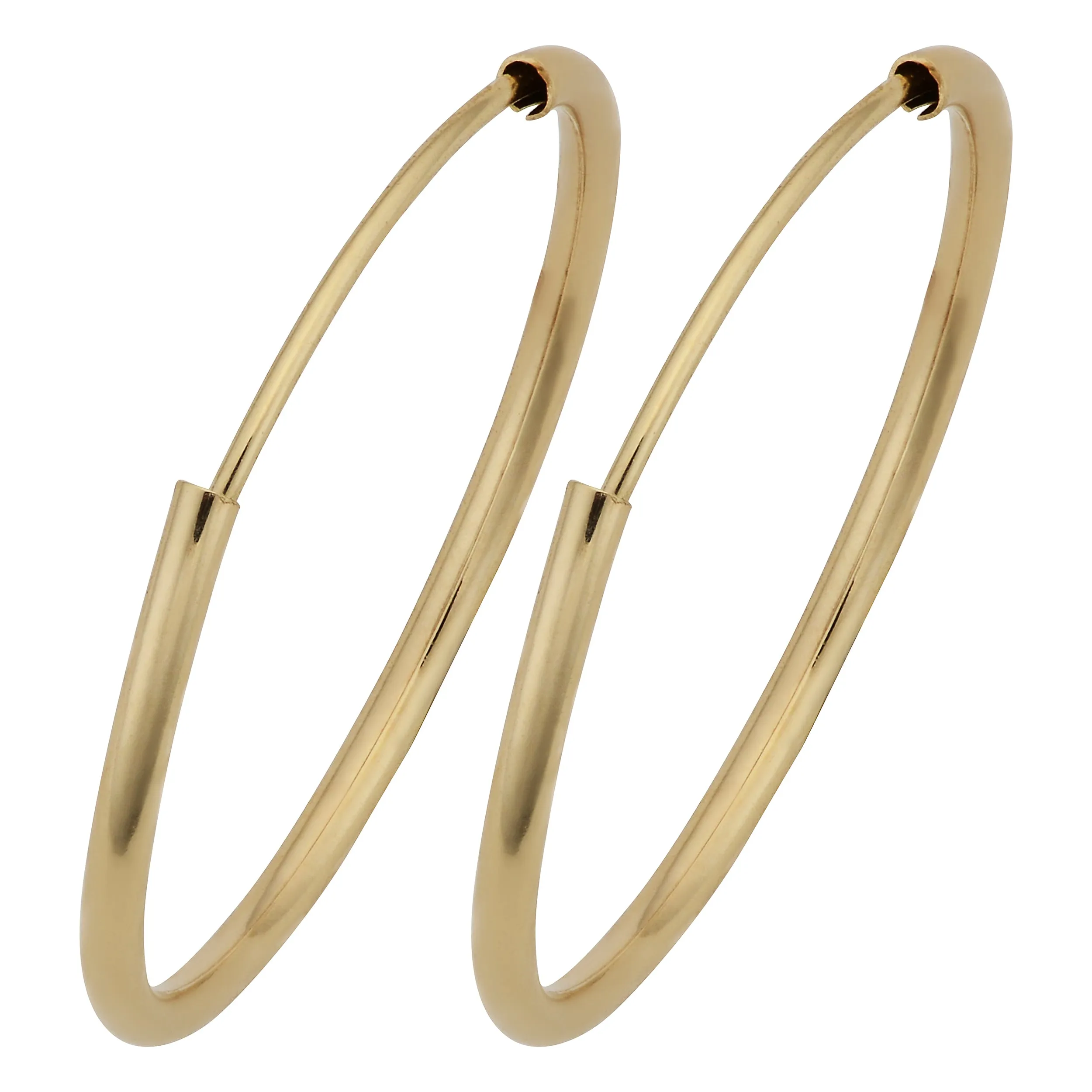 14k Yellow Gold 1mm Thick 18mm Round Tube Endless Hoop Earrings
