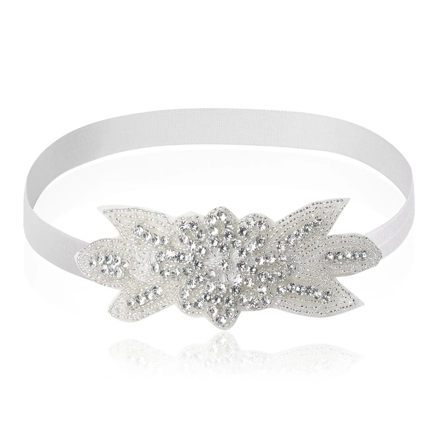 2 Pcs Baby Girls Baptism Christening Headbands Newborn Infant Toddlers Flower Crown Lace Bow Hairband (Cross Rhinestone)