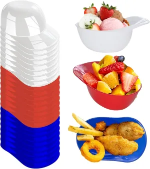 24 Pack Plastic Baseball Helmet Bowl,Mini Ice Cream Dessert Baseball Cap Bowls,8 oz Baseball Cap Bowls,Party Snack Cups for Birthday Party Supplies(Red Blue and White)