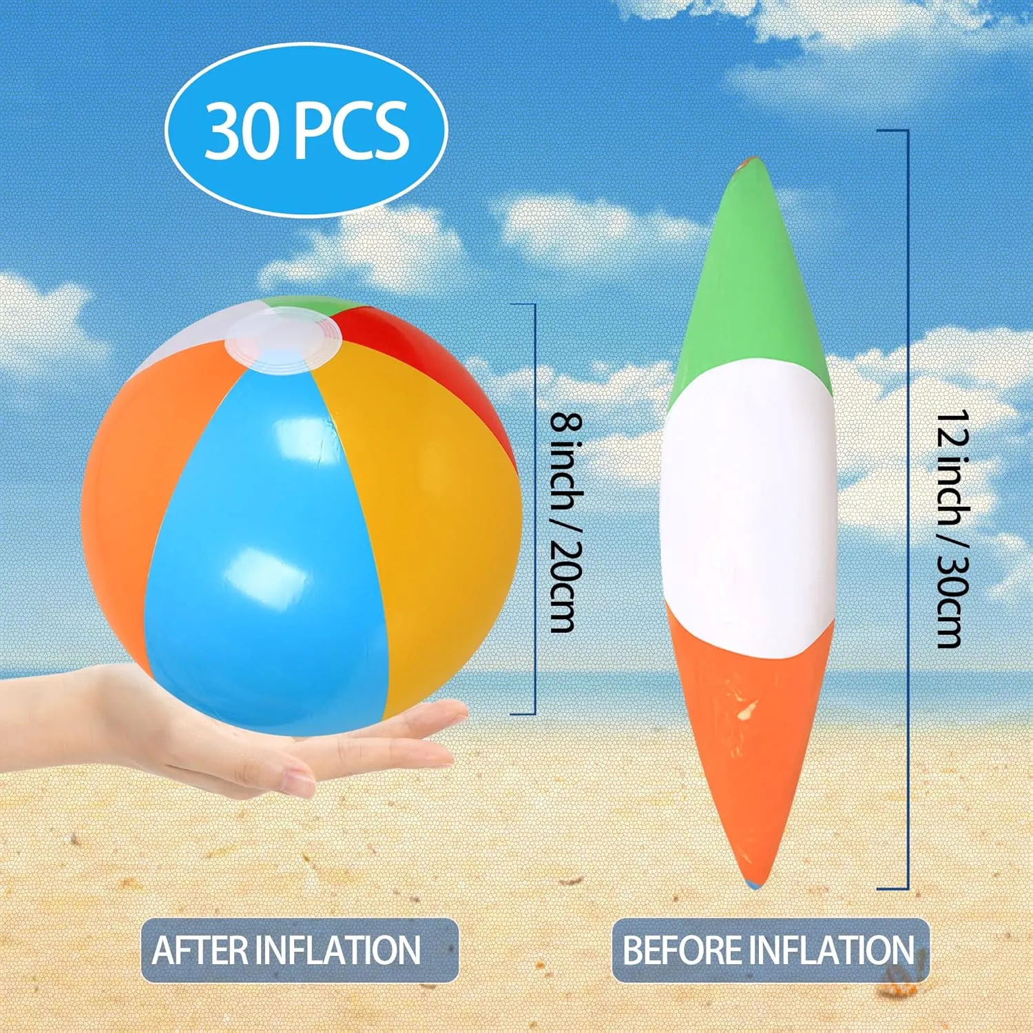 30 Pack Beach Balls Bulk, Inflatable Pool Toys Beach Toys for Kids Beach Balls for Summer Water Games