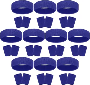 30 Pcs Sweatbands Wristbands Set Absorbent Terry Cloth Headbands Wristbands Neon Color Striped 80s Athletic Sweatbands for Sports Gym Exercise