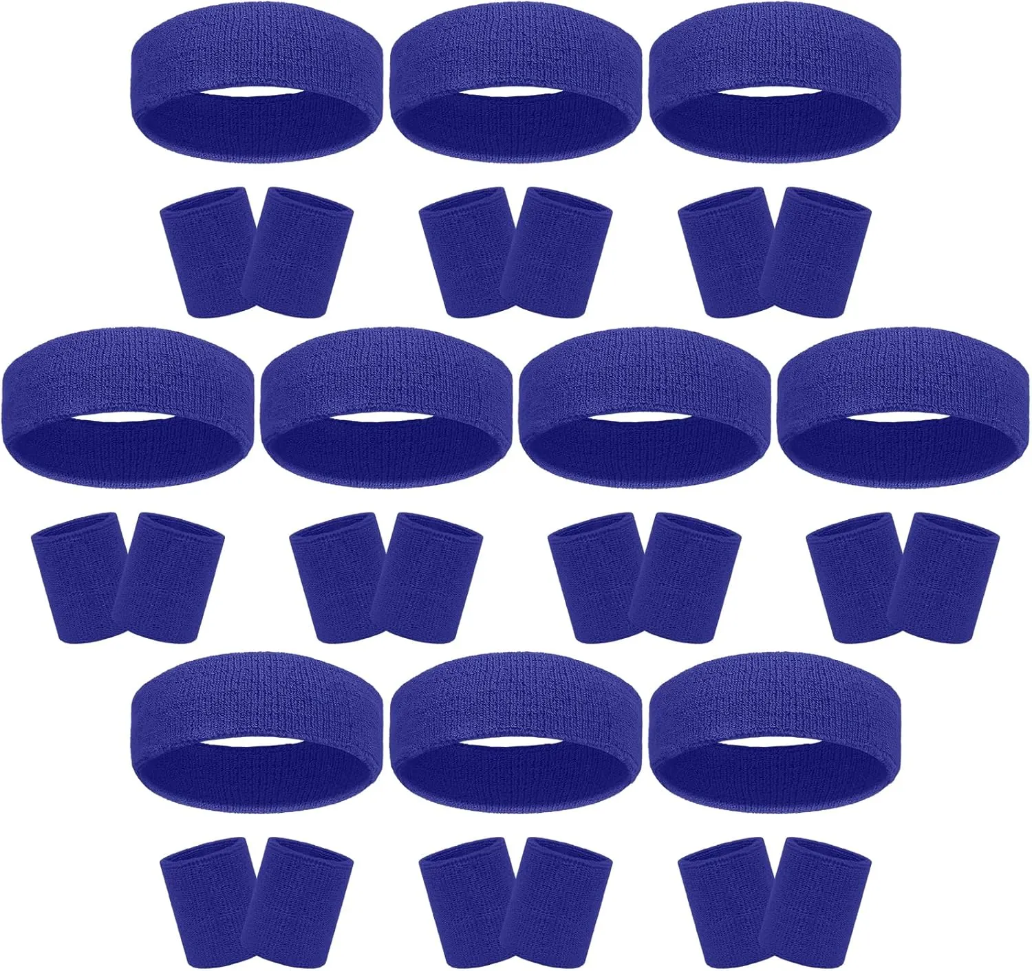30 Pcs Sweatbands Wristbands Set Absorbent Terry Cloth Headbands Wristbands Neon Color Striped 80s Athletic Sweatbands for Sports Gym Exercise