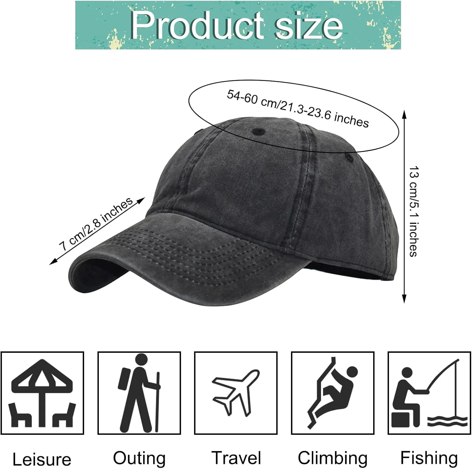 4 Pack Distressed Baseball Cap Adjustable Twill Vintage Washed Blanks Baseball Hat Plain Retro Dad Hat for Men Women