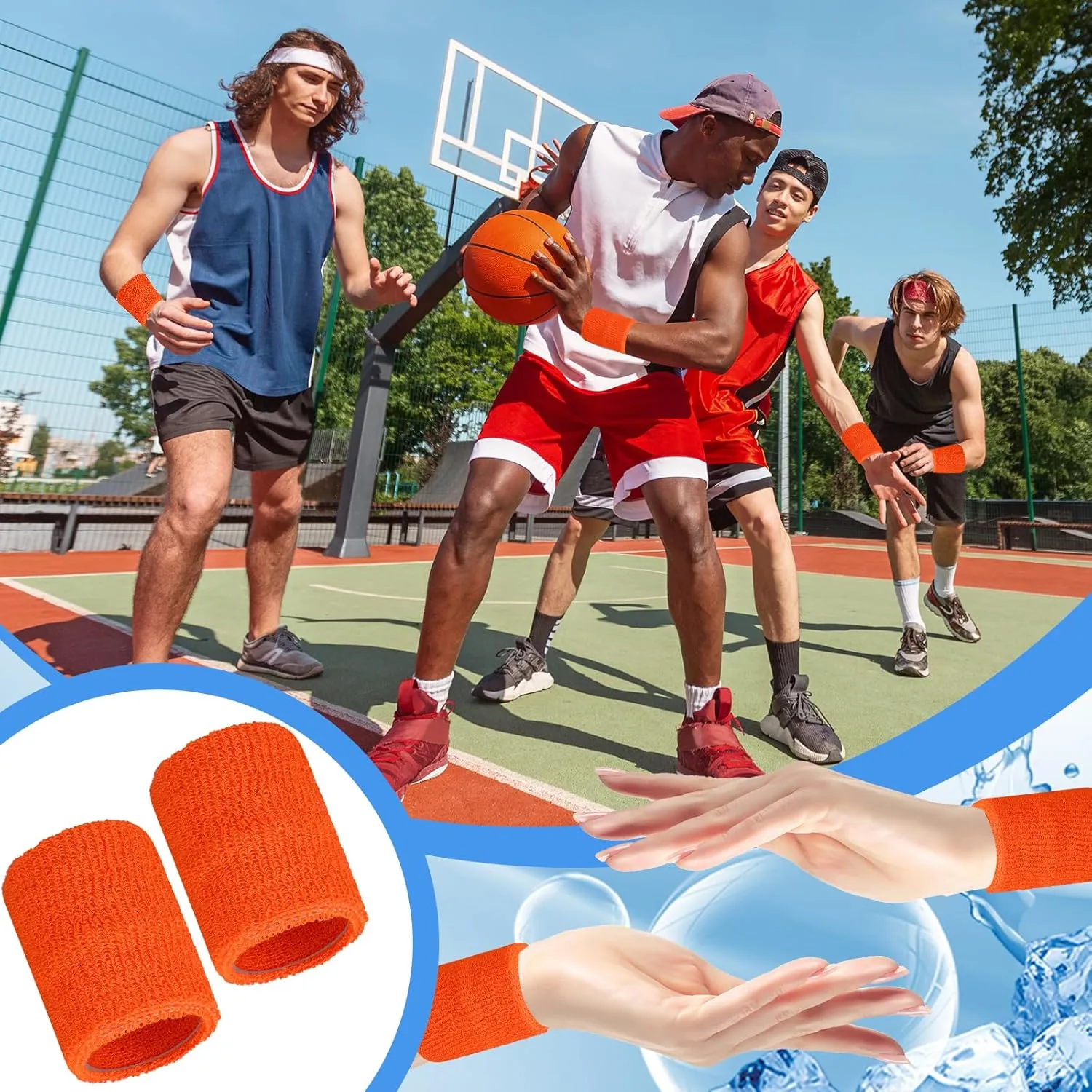 6 Pcs Sports Wristbands Sports Absorbent Wristband Wrist Athletic Sweat Bands