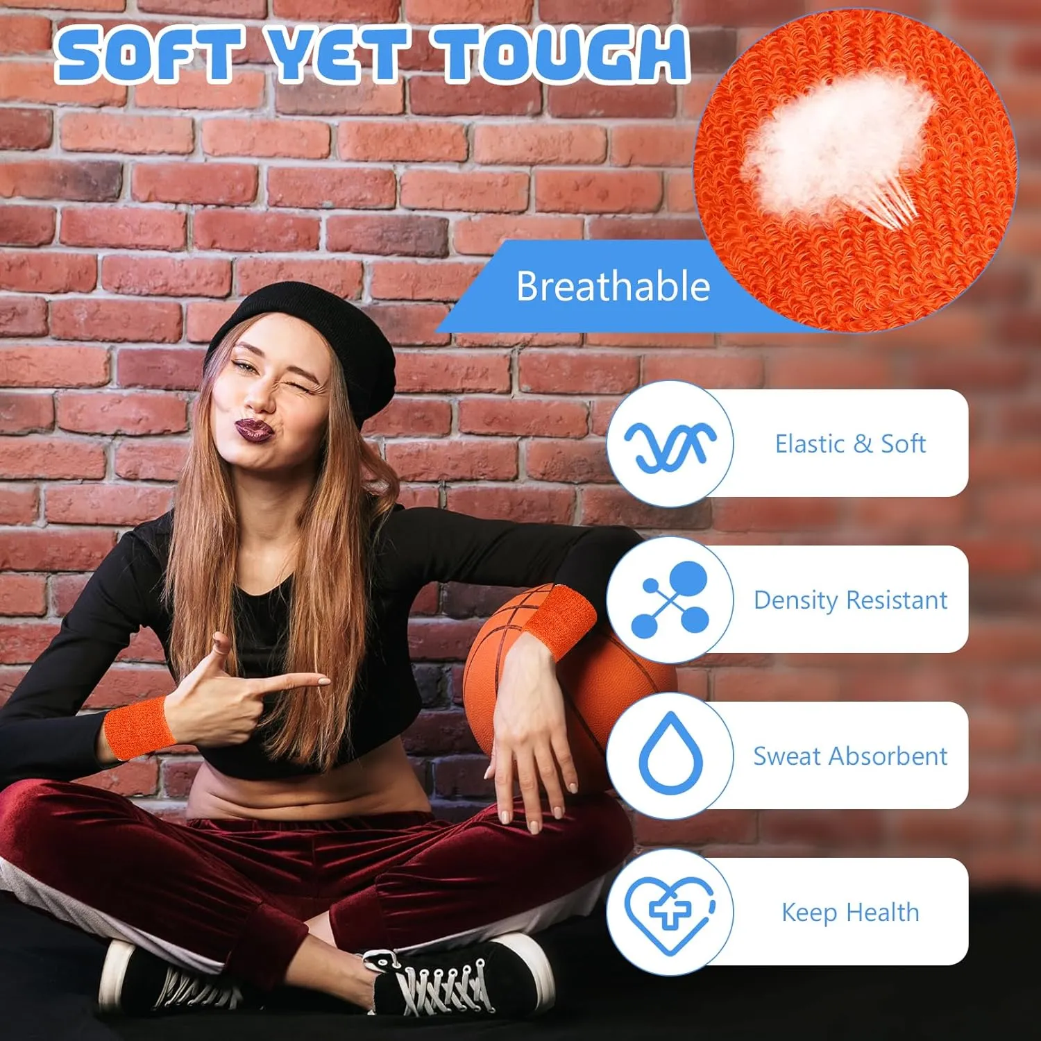 6 Pcs Sports Wristbands Sports Absorbent Wristband Wrist Athletic Sweat Bands