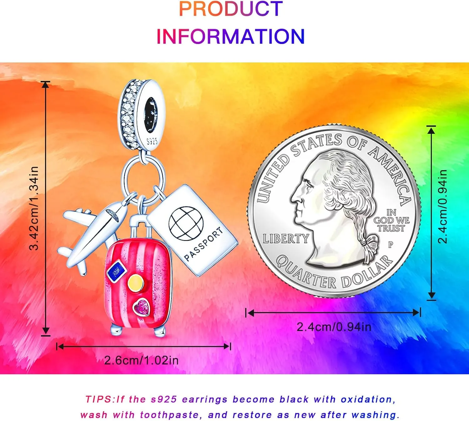 925 Sterling Silver Charms Beads for Bracelets Necklaces, Airplane Passport Sister Heart Coffee Music Book Travel Pendant, Pink Color Cute Animal Jewelry Graduation Birth Gifts for Women Men