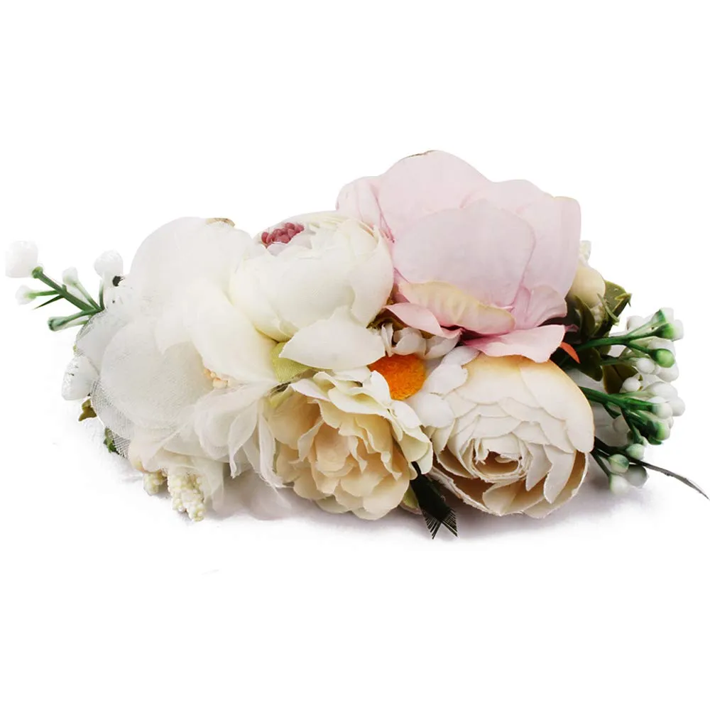 Baby Girl Floral Headbands- 3pcs Nylon Headband Handmade Flower Crown Elastic Hairband Newborn Toddler Hair Accessories Gifts for Girls 1-6 years old