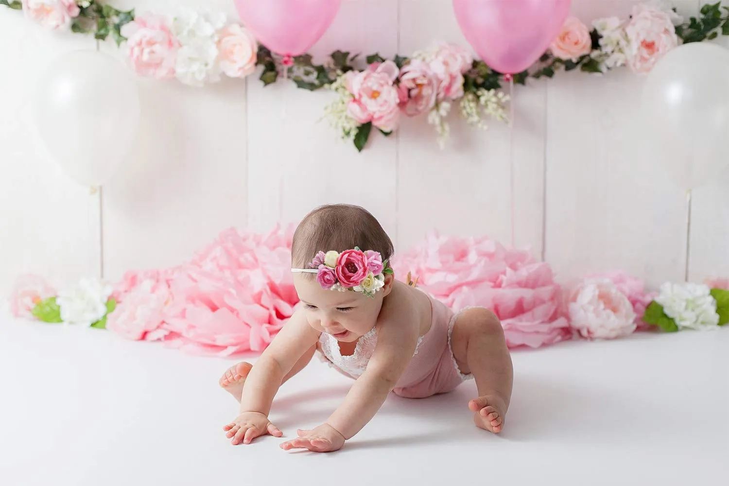Baby Girl Floral Headbands- 3pcs Nylon Headband Handmade Flower Crown Elastic Hairband Newborn Toddler Hair Accessories Gifts for Girls 1-6 years old