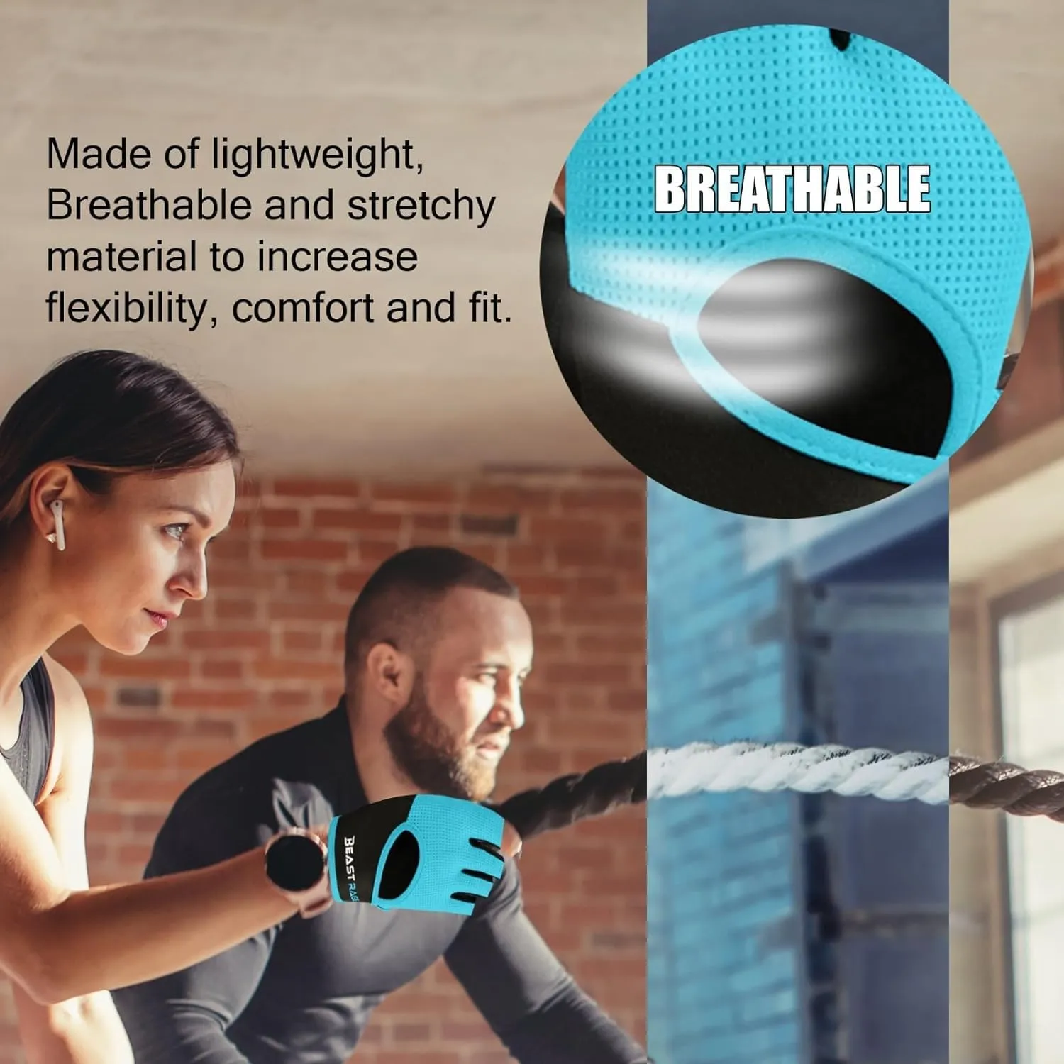 BEAST RAGE Workout Gloves for Men & Women - Fingerless Gym Gloves with Palm Protection, Breathable & Lightweight for Weightlifting, Cycling & Pull Up