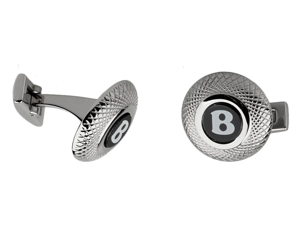 Bentley silver plated round cufflinks