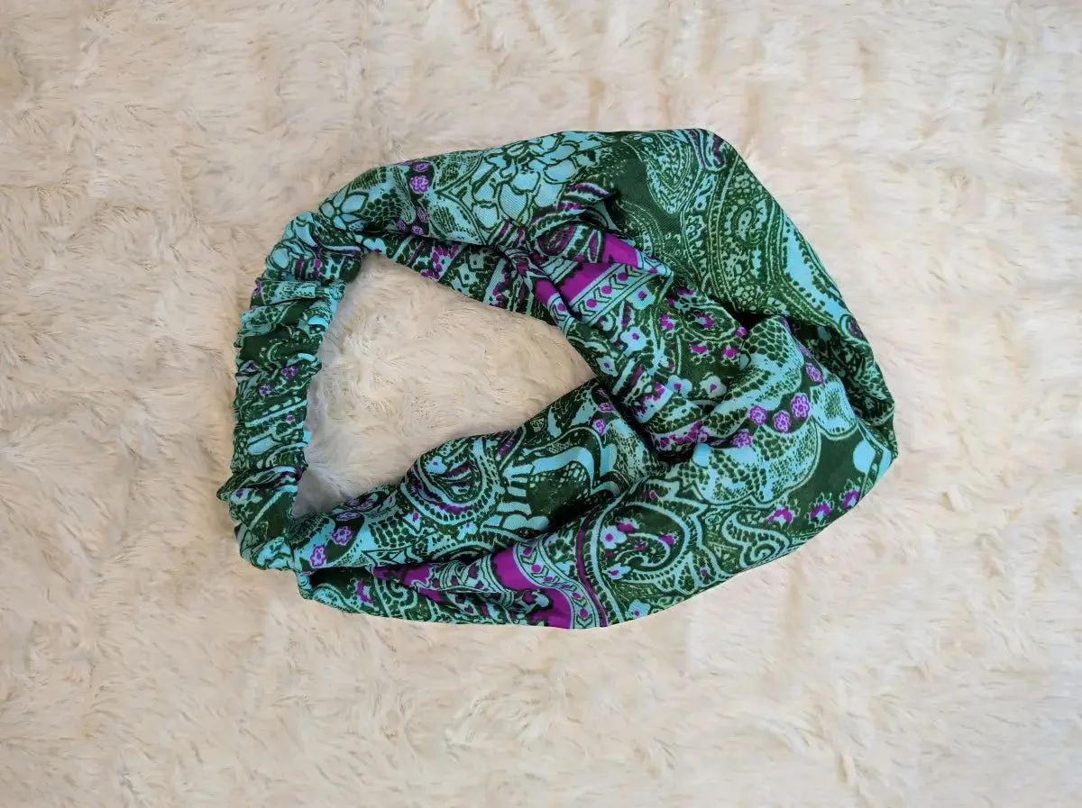 Bohemian Front Knot Handmade Recycled Vintage Silk Sari Headband Hair Accessories Cute Girly Bridesmaids Gift - Set of 3