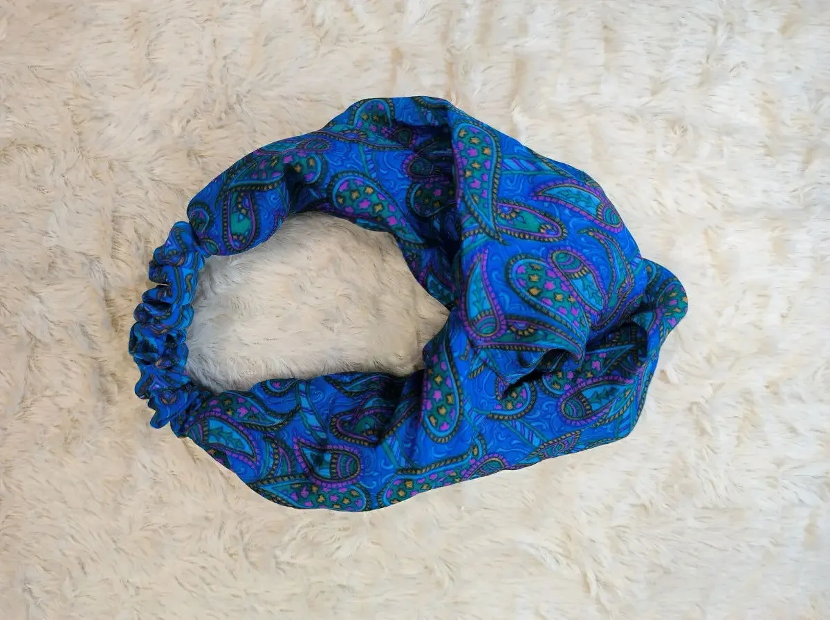 Bohemian Front Knot Handmade Recycled Vintage Silk Sari Headband Hair Accessories Cute Girly Bridesmaids Gift - Set of 3