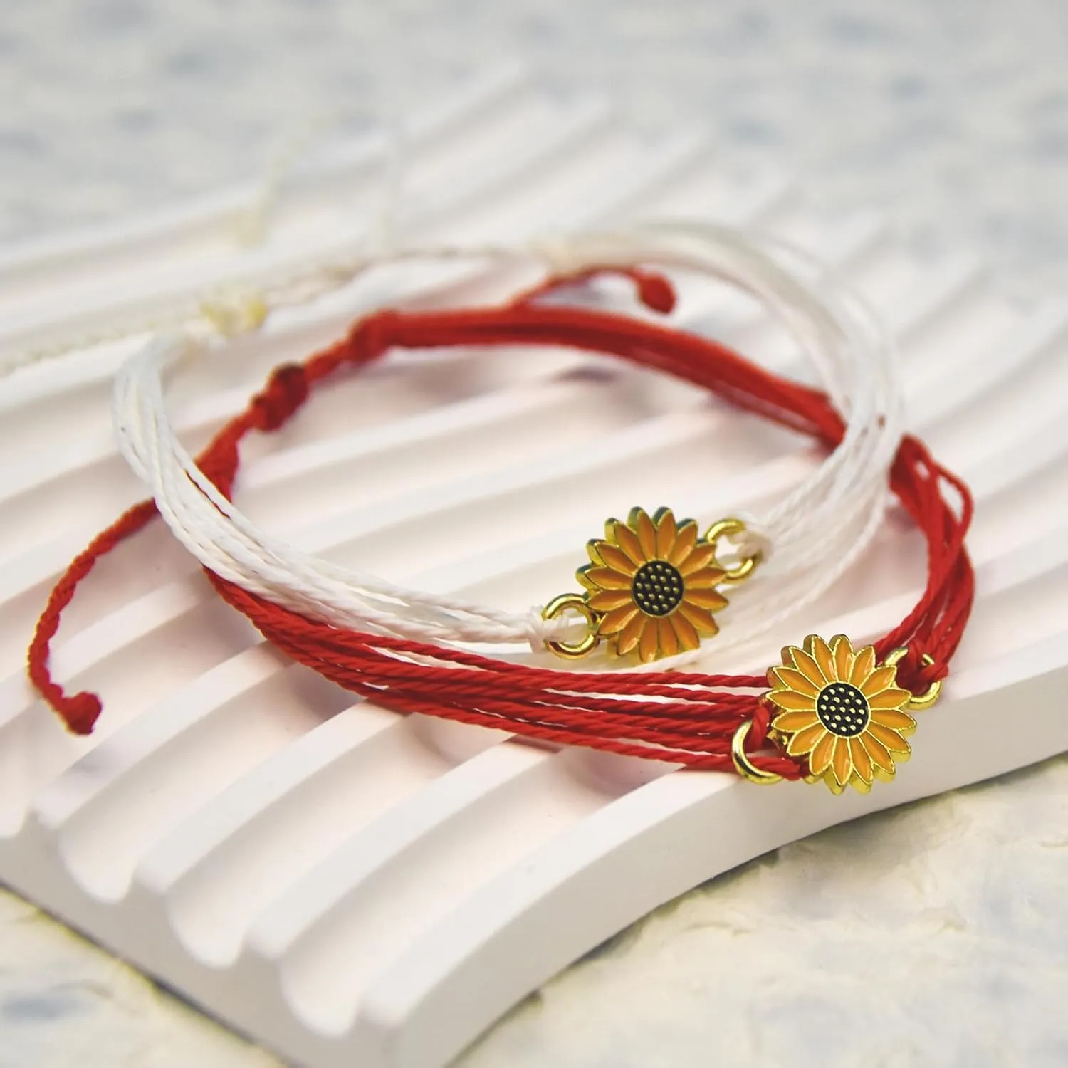 Boho Surfer Beach Bracelet Ankle Adjustable Beaded Anklets, Handmade Hippie Braided Bracelets Waterproof, String Rope Ankle Bracelets for Men Women (Boho Flower 2)
