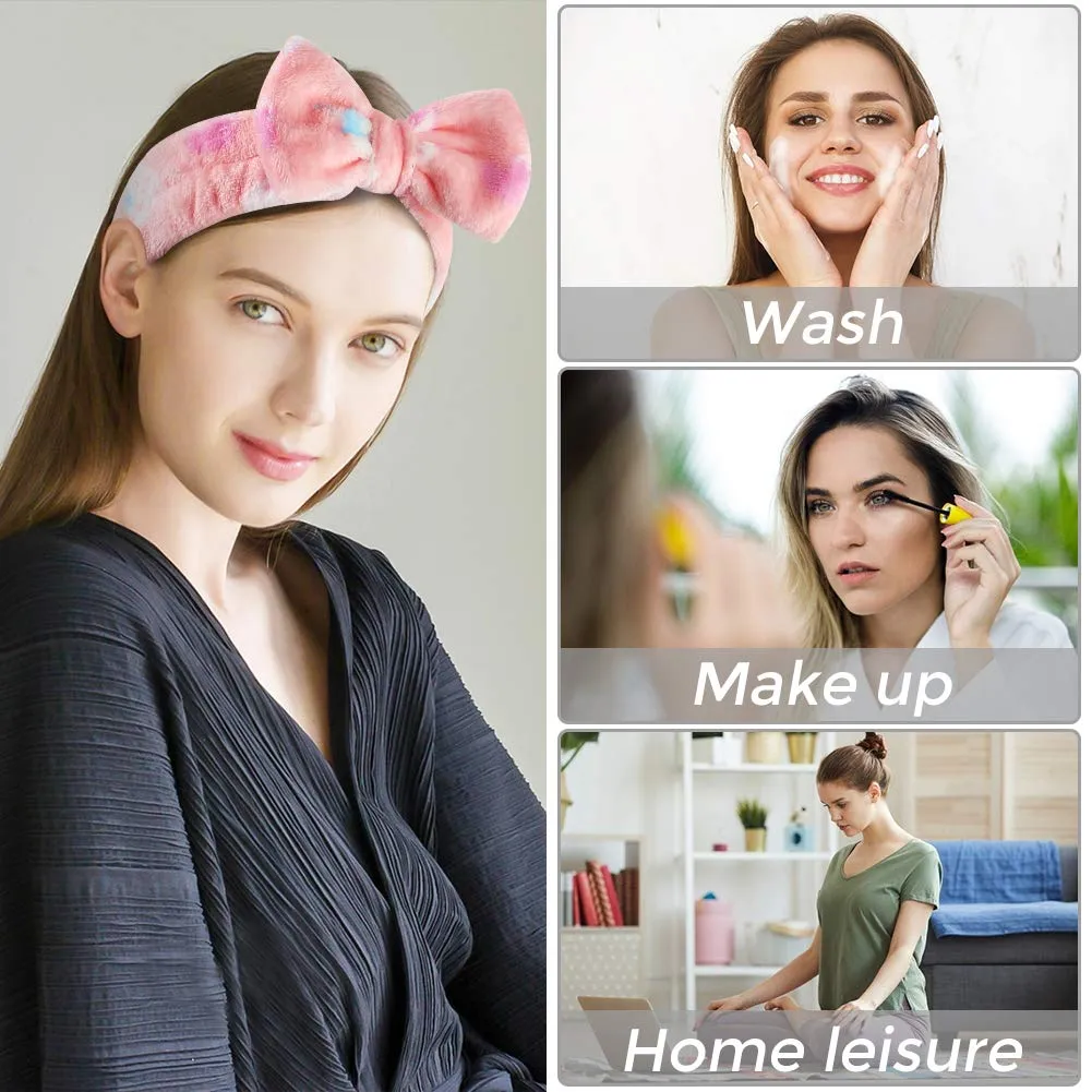 Bow Hair Band Spa Headband, 8PCS Makeup Headbands for Women Shower Spa