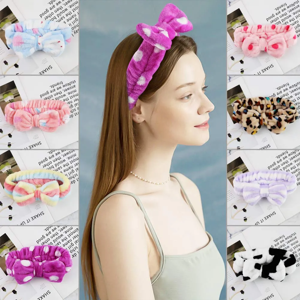 Bow Hair Band Spa Headband, 8PCS Makeup Headbands for Women Shower Spa