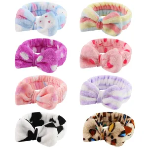 Bow Hair Band Spa Headband, 8PCS Makeup Headbands for Women Shower Spa