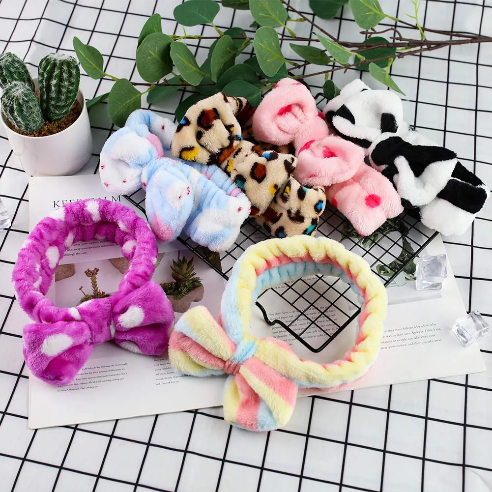 Bow Hair Band Spa Headband, 8PCS Makeup Headbands for Women Shower Spa