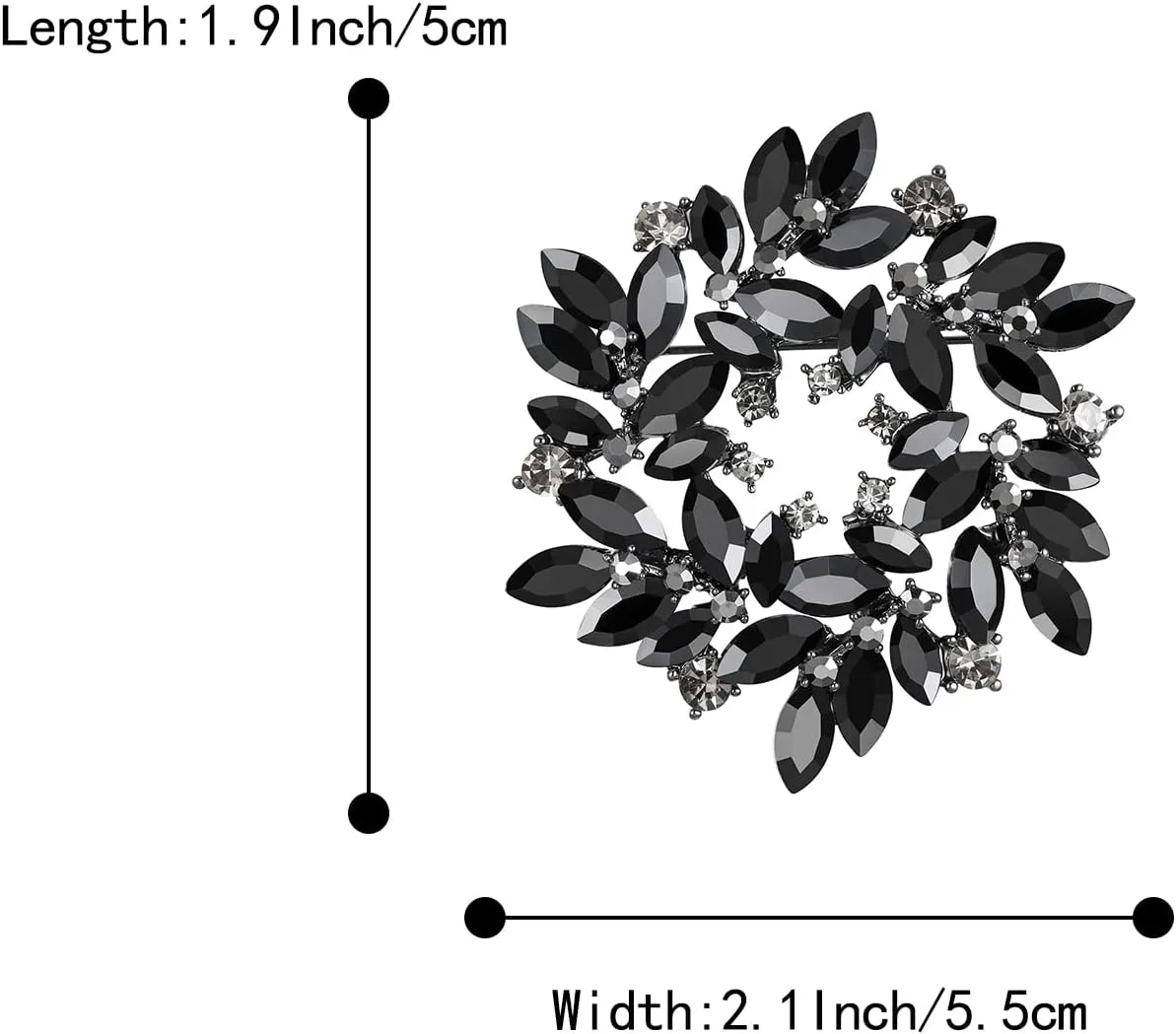 BriLove Austrian Crystal Rhinestone Elegant Flower Marquise Wreath Brooches for Women