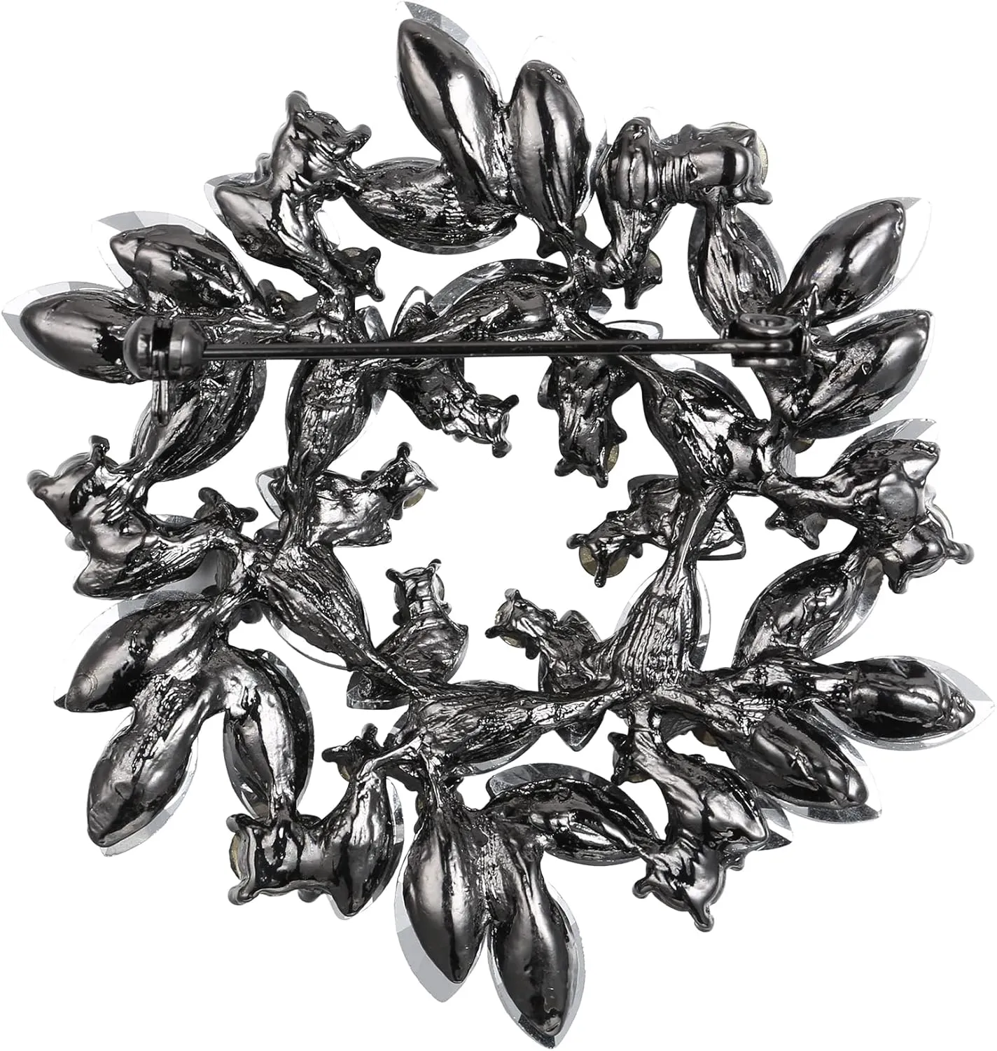 BriLove Austrian Crystal Rhinestone Elegant Flower Marquise Wreath Brooches for Women