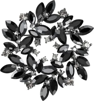 BriLove Austrian Crystal Rhinestone Elegant Flower Marquise Wreath Brooches for Women