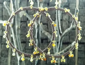 Cameron Cohen Hoop Earrings in Brown with Citrine Clusters