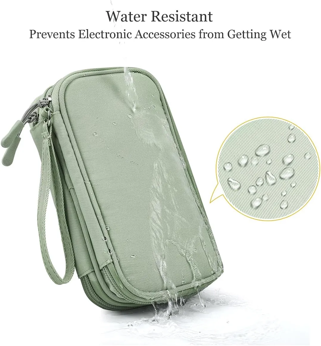 Cord Organizer Travrel Bag, Electronic Organizer Travel Case, Water Resistant Cable Organizer Pouch for Cable, Cord, USB, Charger, Phone, Power Bank, Earphone (Mint Green, Medium)