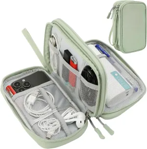 Cord Organizer Travrel Bag, Electronic Organizer Travel Case, Water Resistant Cable Organizer Pouch for Cable, Cord, USB, Charger, Phone, Power Bank, Earphone (Mint Green, Medium)