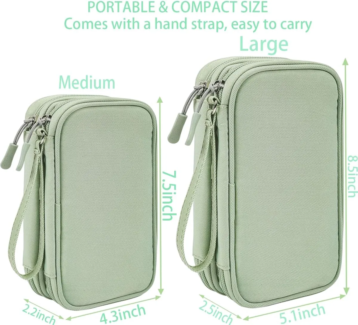Cord Organizer Travrel Bag, Electronic Organizer Travel Case, Water Resistant Cable Organizer Pouch for Cable, Cord, USB, Charger, Phone, Power Bank, Earphone (Mint Green, Medium)