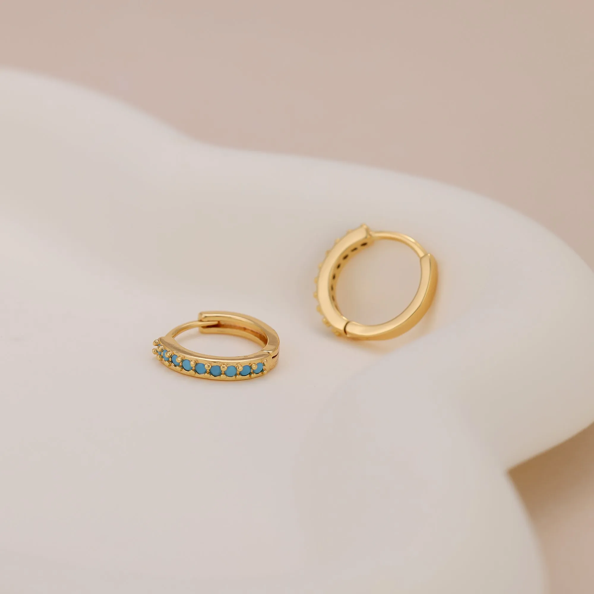 E138 turquoise huggie hoop earrings