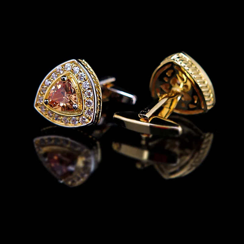 Elegant Gold Crystal Cufflinks