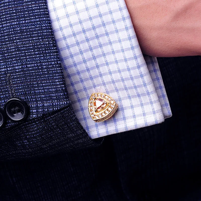 Elegant Gold Crystal Cufflinks