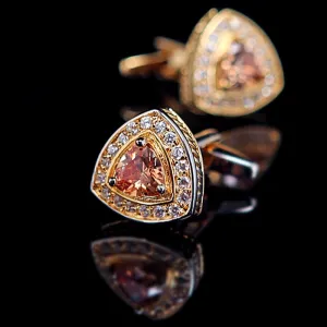 Elegant Gold Crystal Cufflinks