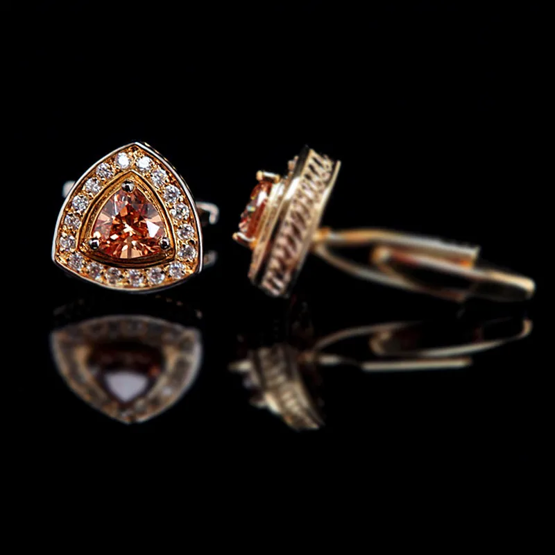 Elegant Gold Crystal Cufflinks