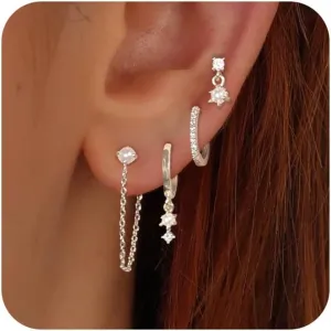 Ewrkbr 14k Gold Plated Pearl Hoop Earrings for Women - Dainty Huggie Stacks, Hypoallergenic Cute Cartilage Studs, Trendy Fashion Jewelry
