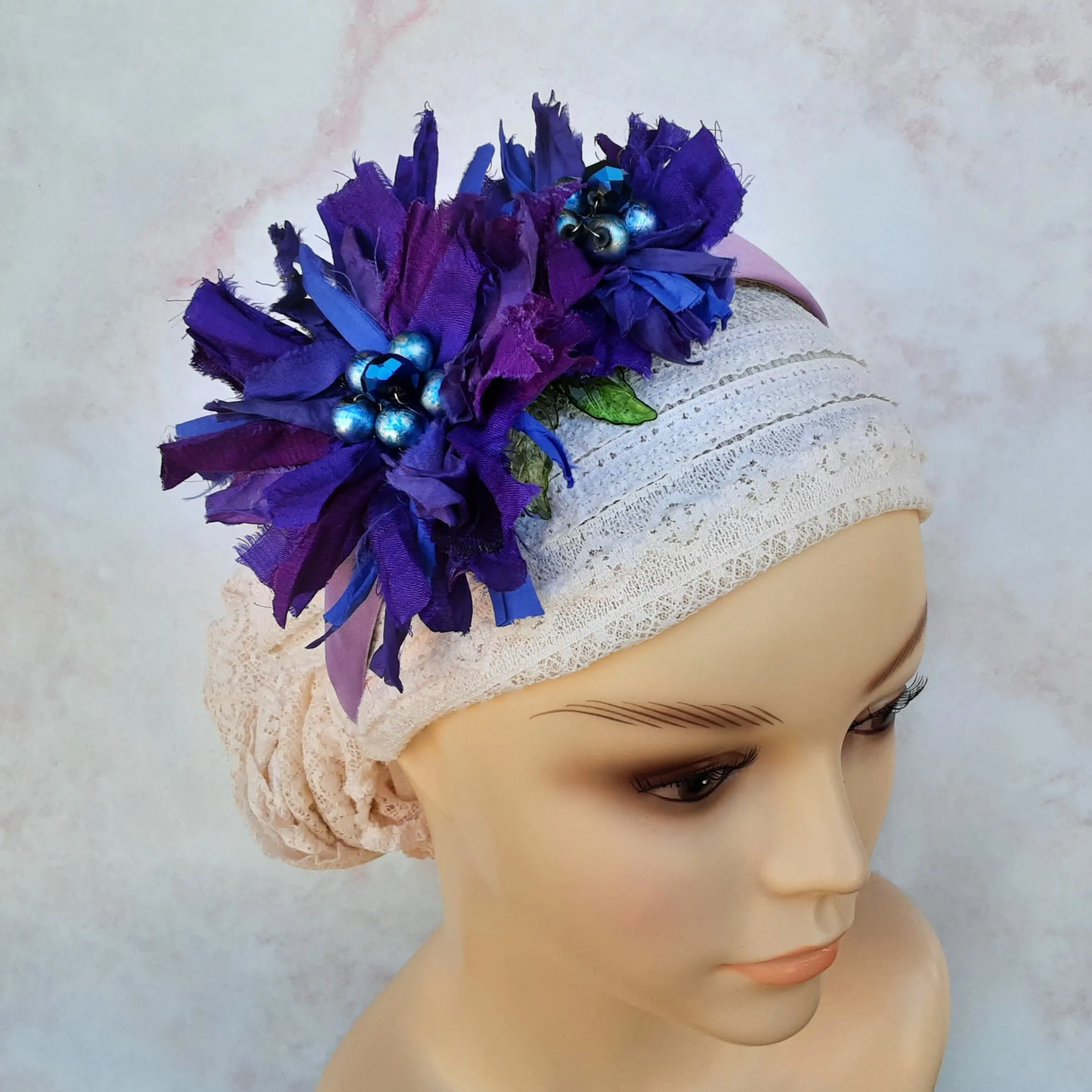 Flexible Silk Flower Headband - Colorful Floral Fascinator - Unique Gift for Her