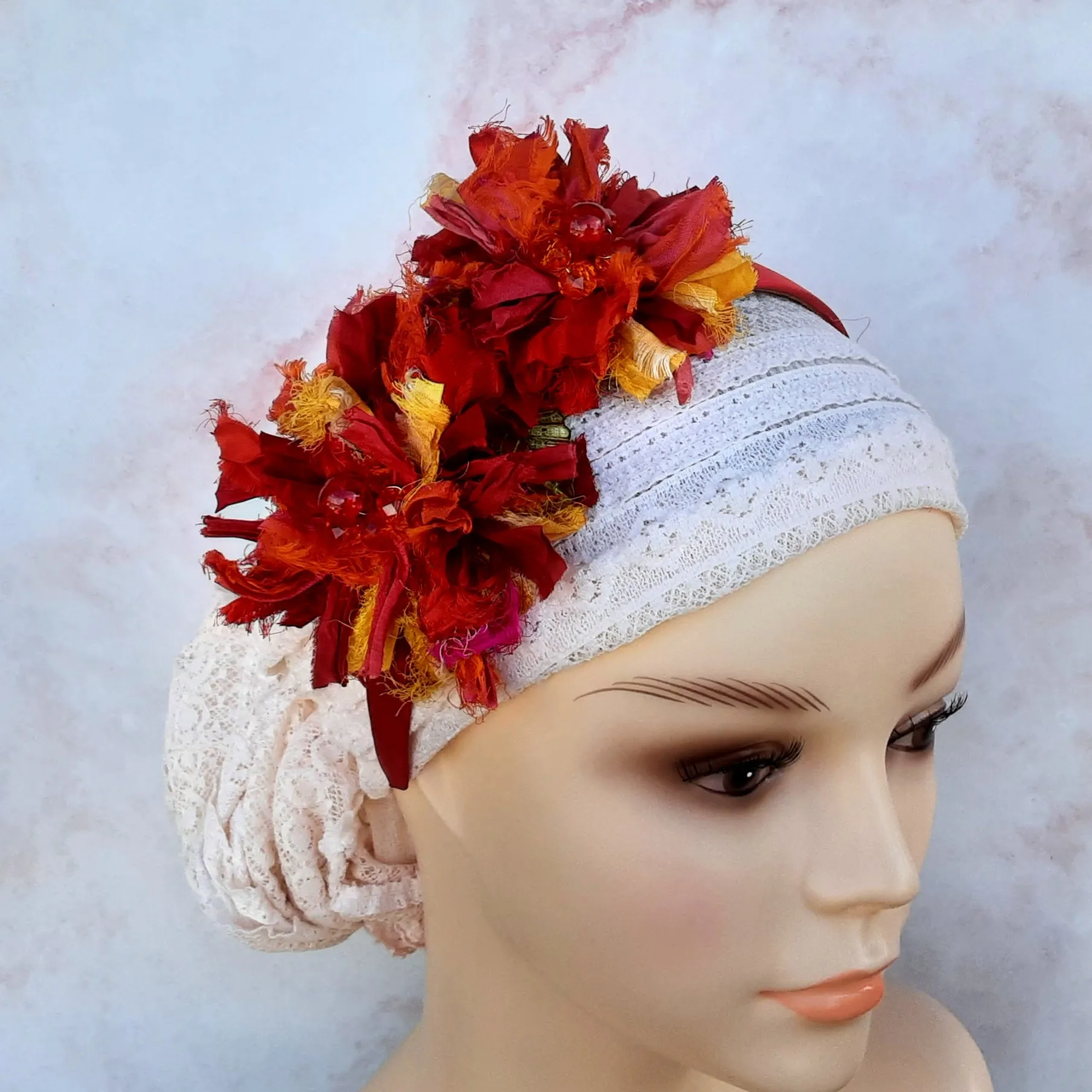 Flexible Silk Flower Headband - Colorful Floral Fascinator - Unique Gift for Her
