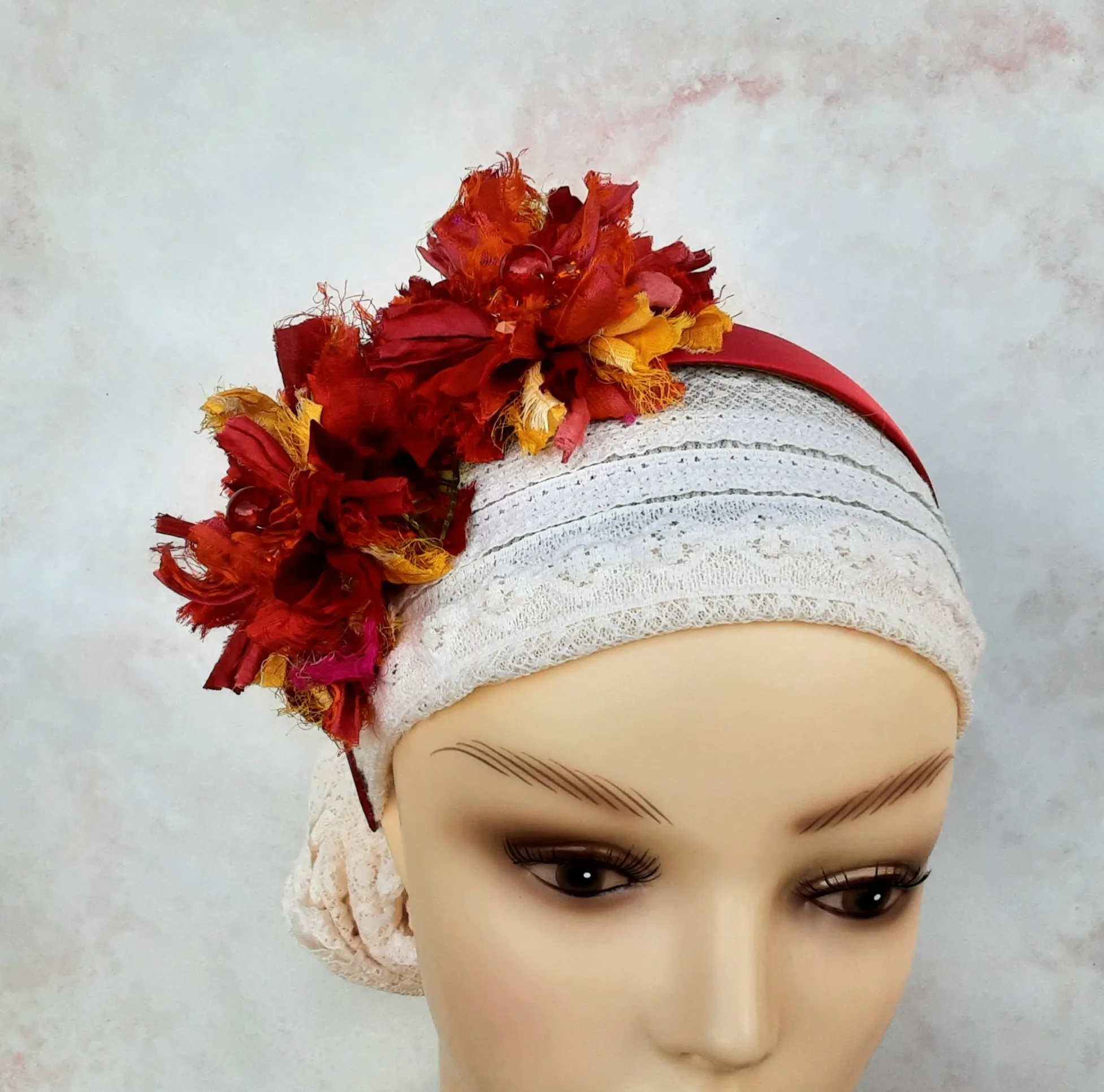 Flexible Silk Flower Headband - Colorful Floral Fascinator - Unique Gift for Her