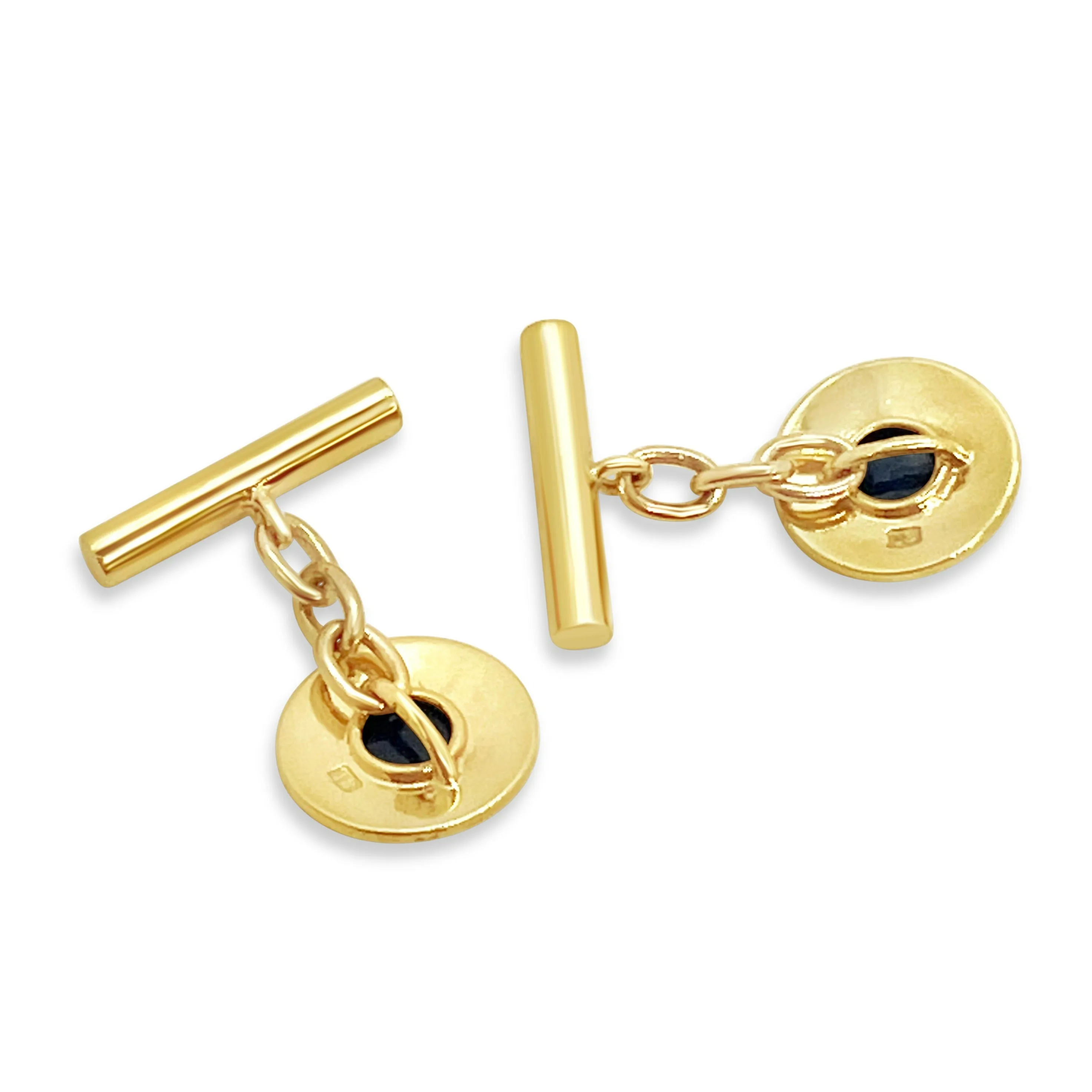 French 18kt Gold & sapphire Cufflinks P.5561