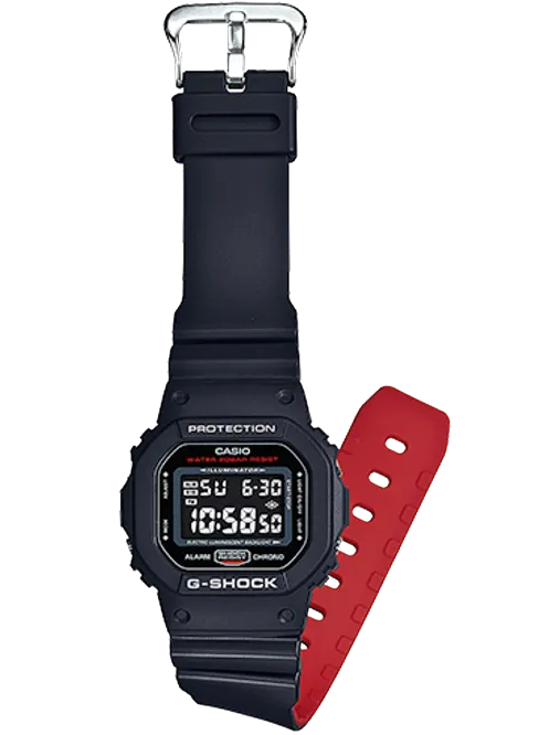 G-Shock DW5600HR-1 Analog Digital Black Resin Strap Men Watches