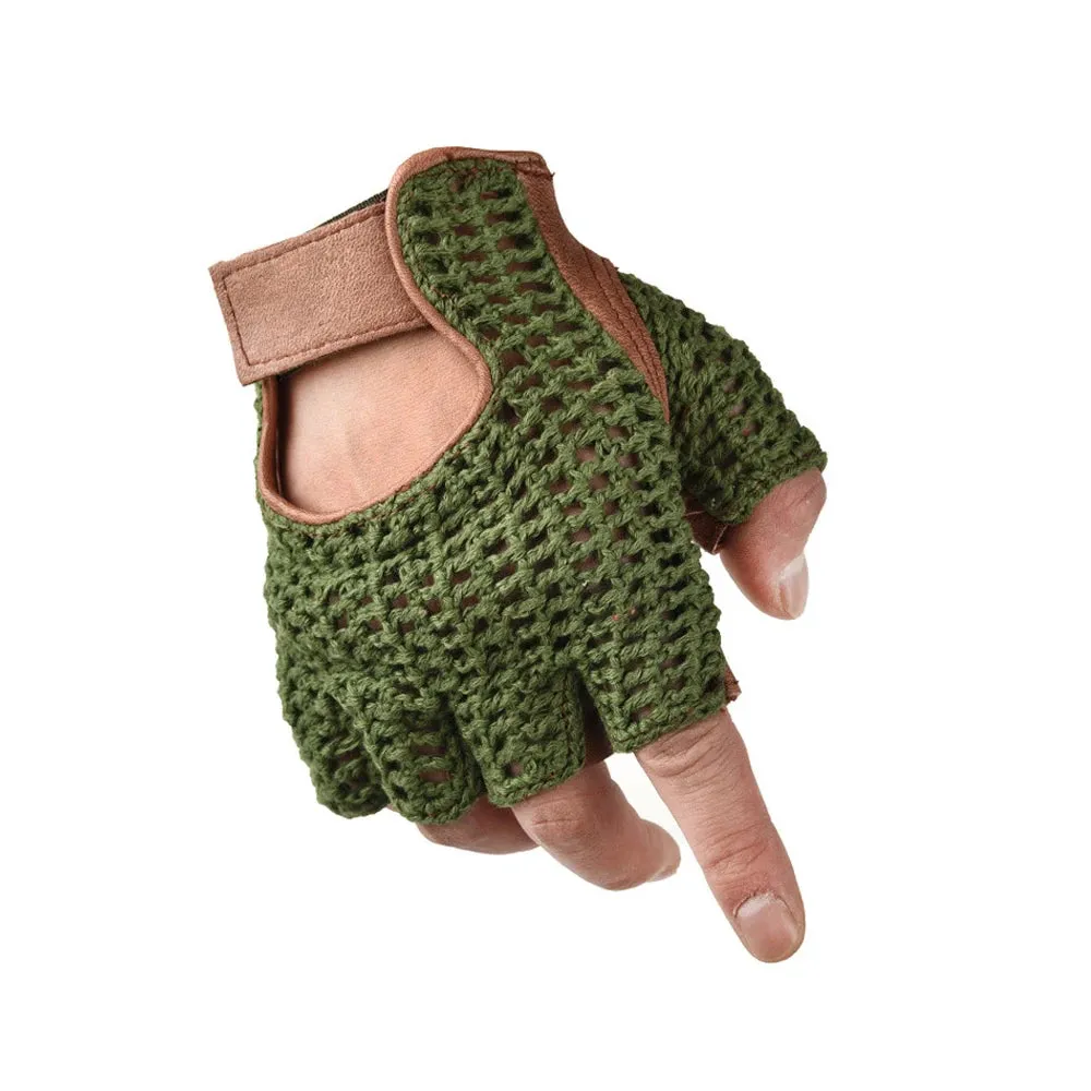 Gloves: Leather Mesh. Fingerless. Driving Comfort. Various Colors.