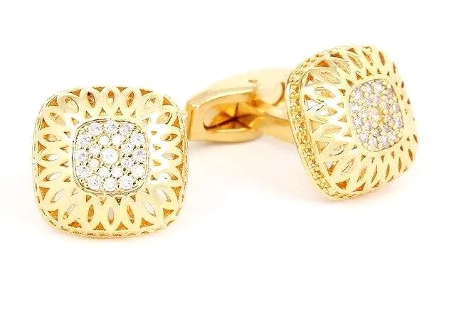 GOLD ZIRCONS LUXURY CUFFLINKS
