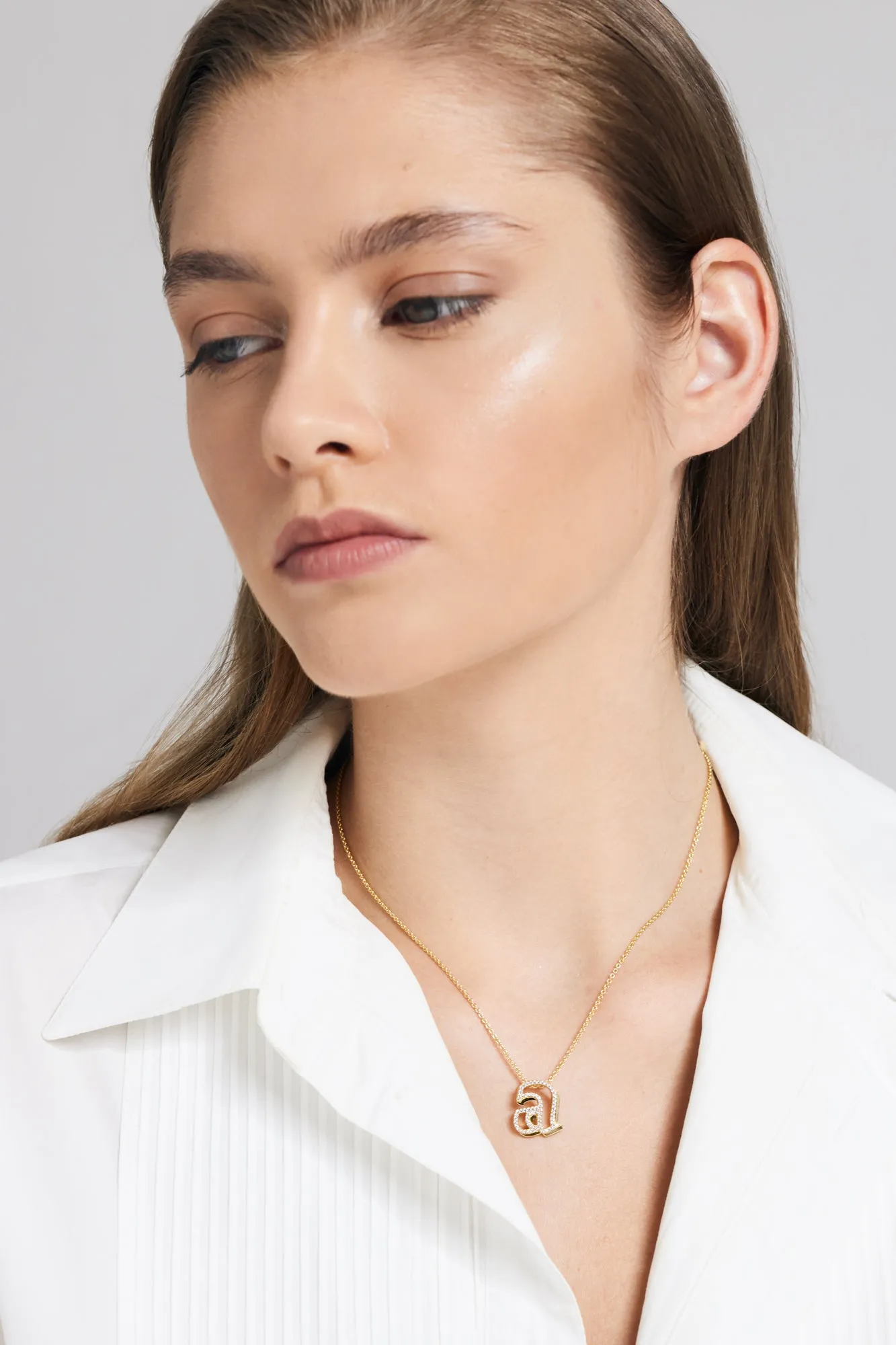 Gothic Initial Gold Vermeil Necklace