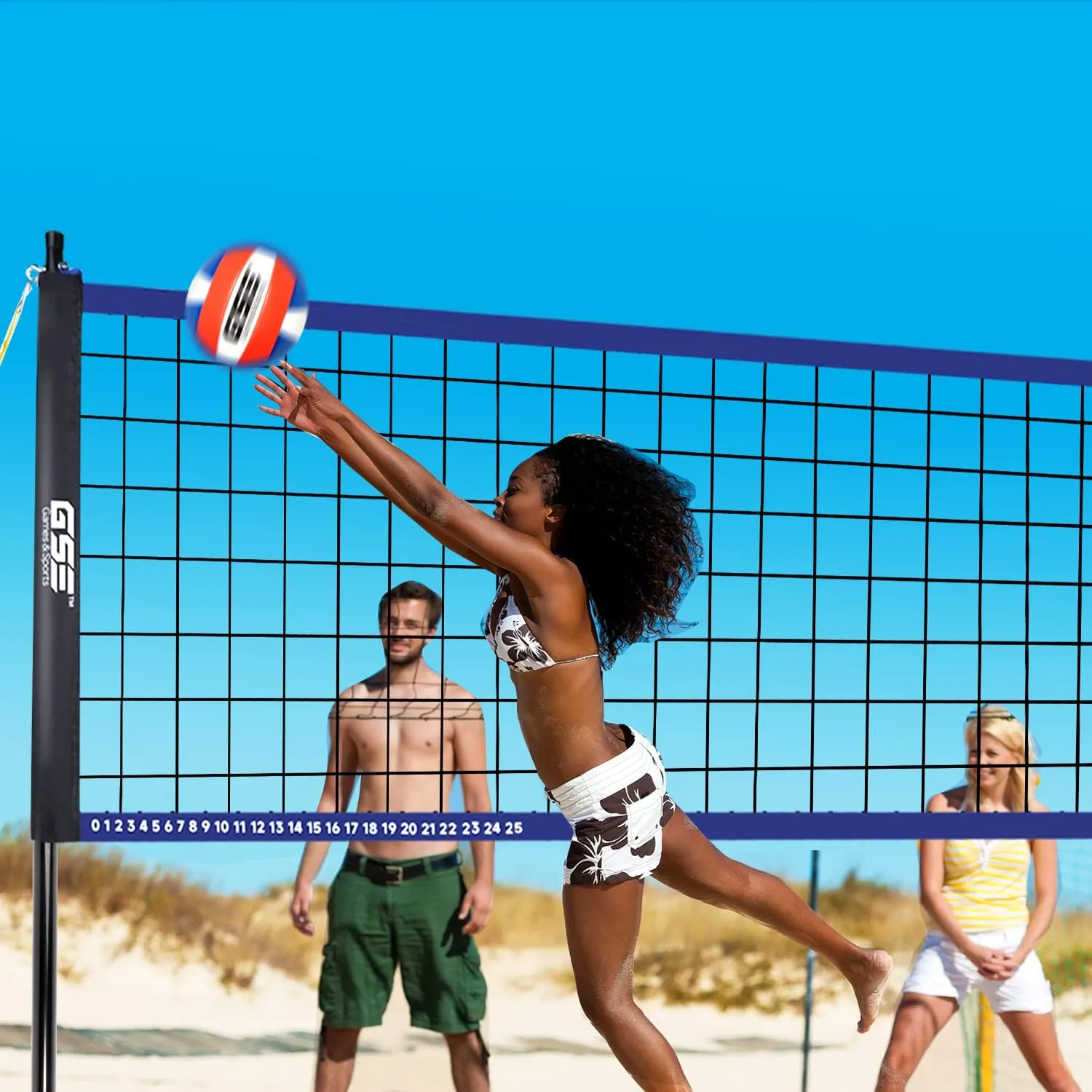 GSE Games & Sports Expert Outdoor Yard Sports Net Game Set for Backyards, Parks, Beach, Lawn. Volleyball Set, Badminton Set OR Volleyball & Badminton Combo Set Available