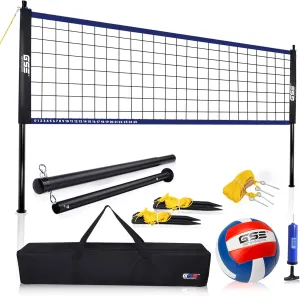 GSE Games & Sports Expert Outdoor Yard Sports Net Game Set for Backyards, Parks, Beach, Lawn. Volleyball Set, Badminton Set OR Volleyball & Badminton Combo Set Available