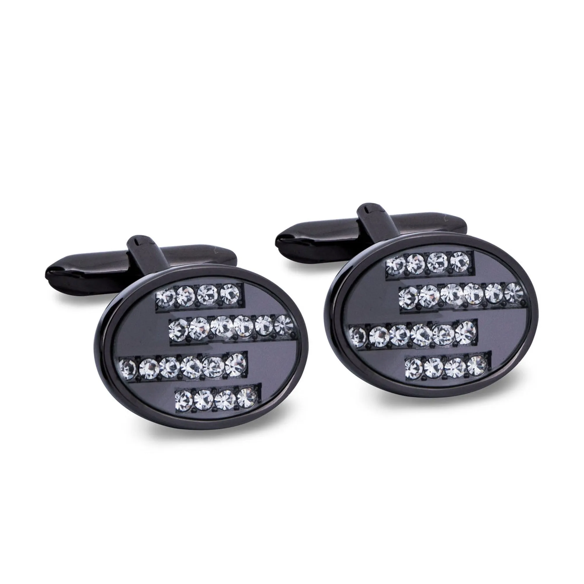 Gunmetal Cufflinks with Crystal Details (Online Exclusive)