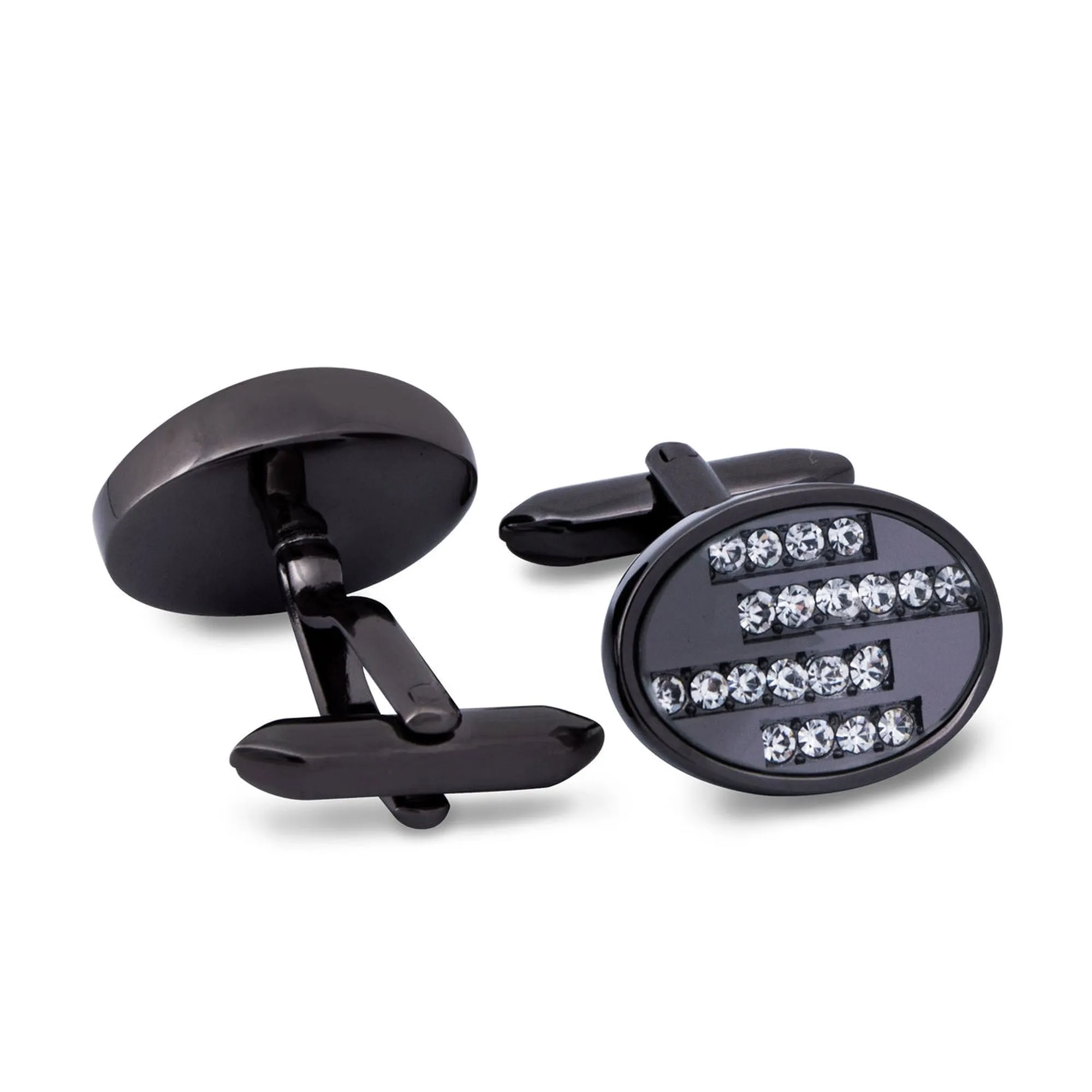Gunmetal Cufflinks with Crystal Details (Online Exclusive)