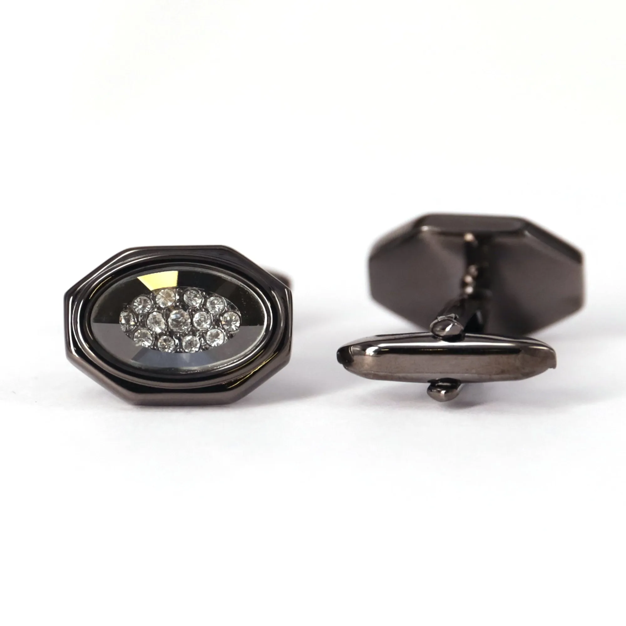 Gunmetal Cufflinks with Crystal Details (Online Exclusive)