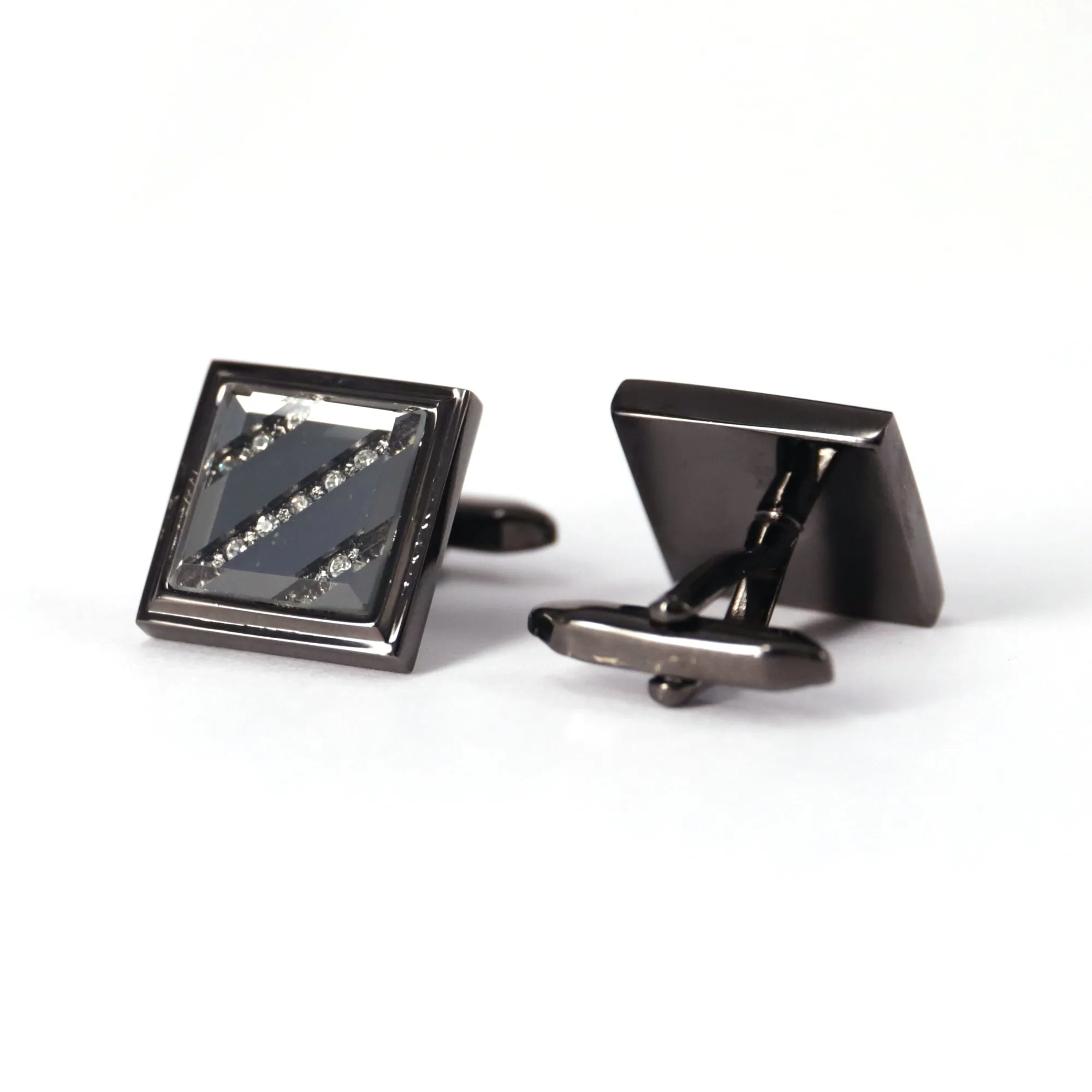Gunmetal Cufflinks with Crystal Details (Online Exclusive)