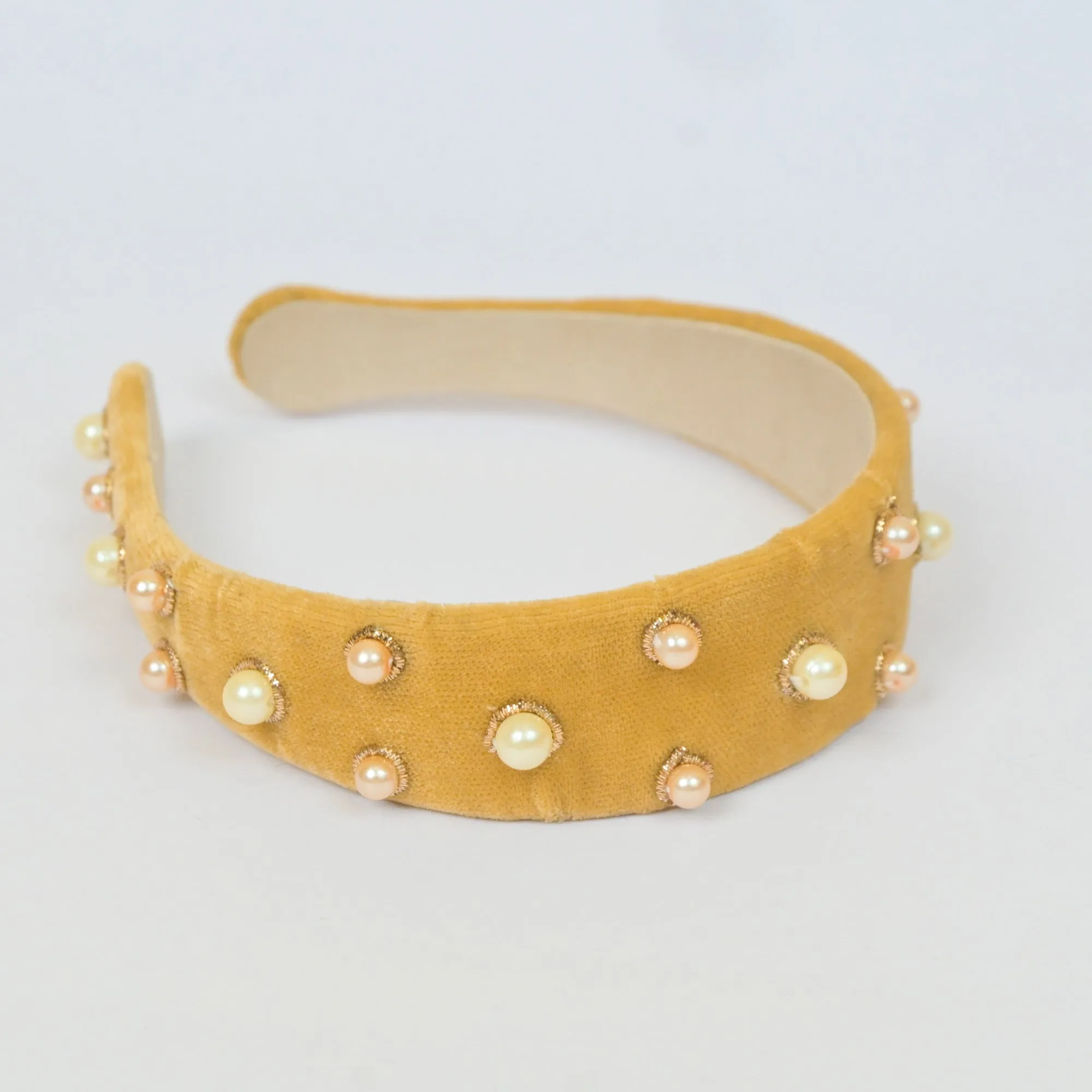 Headband with Cultured Pearls in Beige